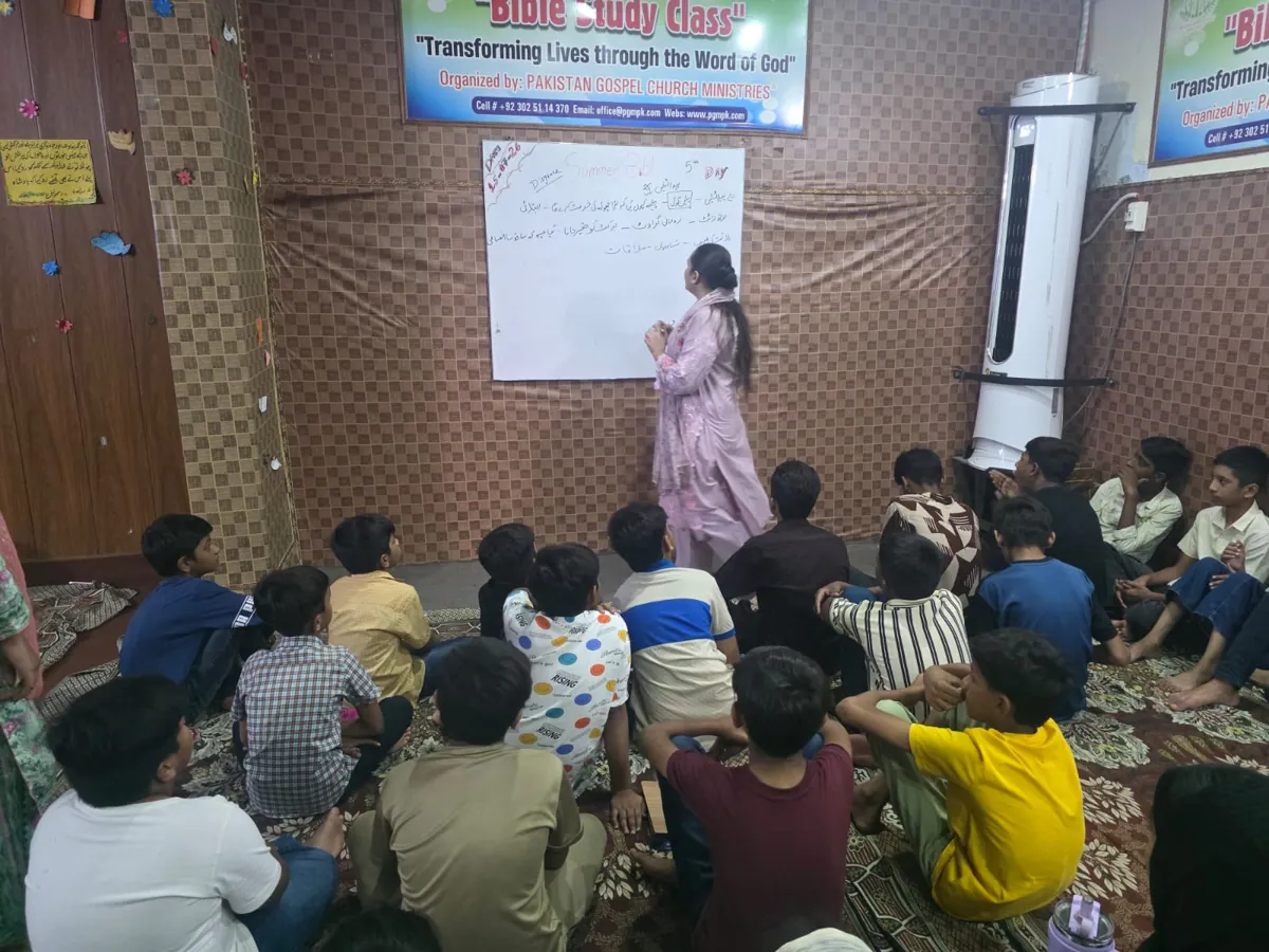 Sunday school · a lesson with the children